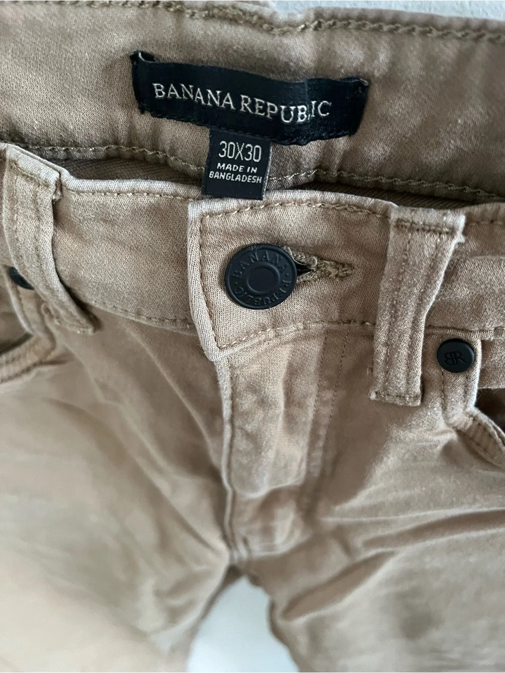 Banana Republic‎ Mens Traveler Pants 30x26 Tan Khaki Slim Fit Chino Jeans